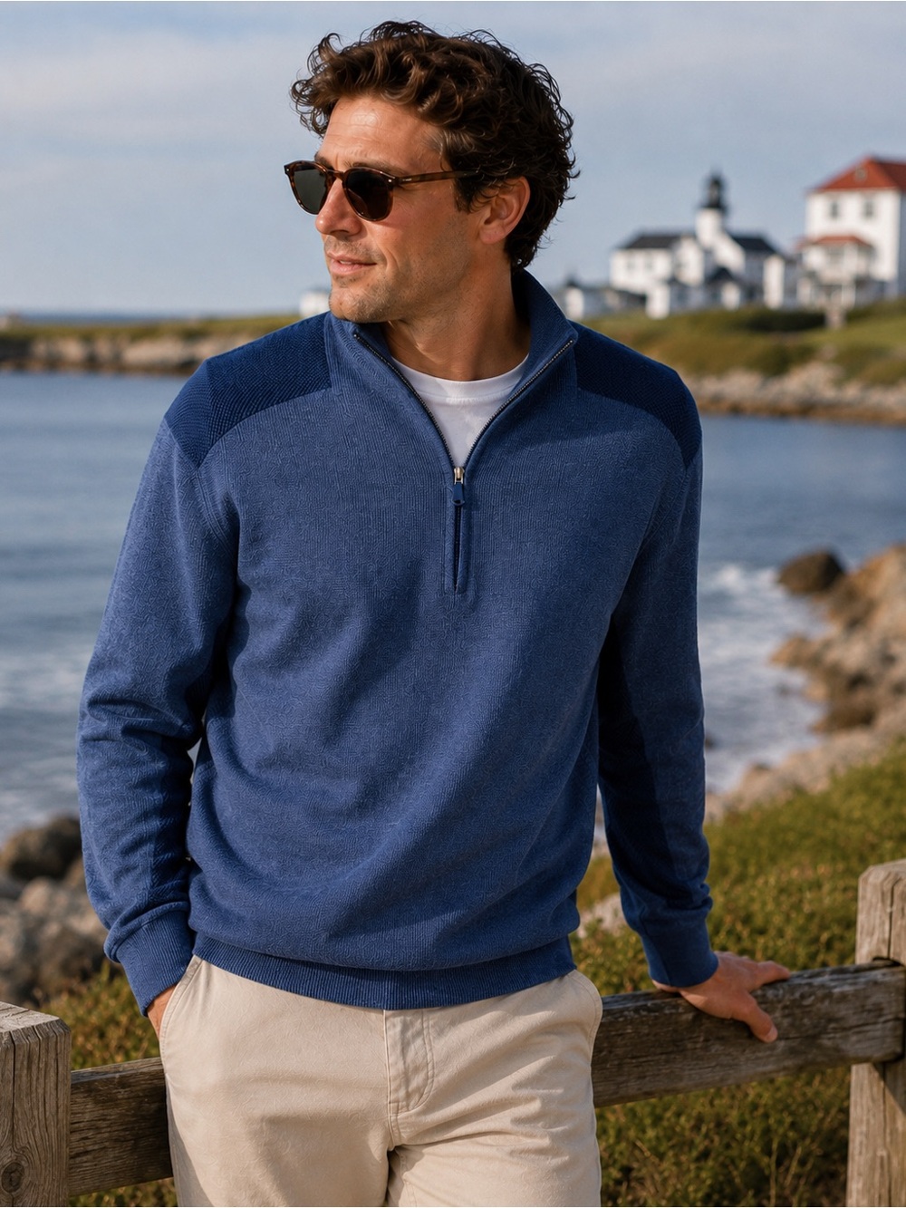 Vineyard Vines Men’s Blue Colorblock Quarter Zip Pullover Sweater Size L